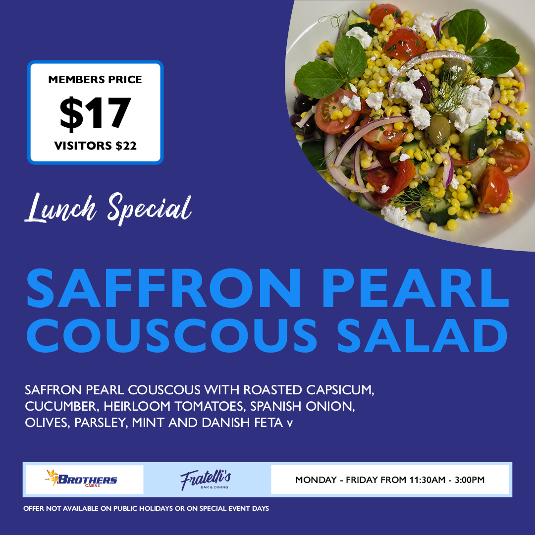 Saffron Pearl Couscous Salad lunch special at Fratelli's